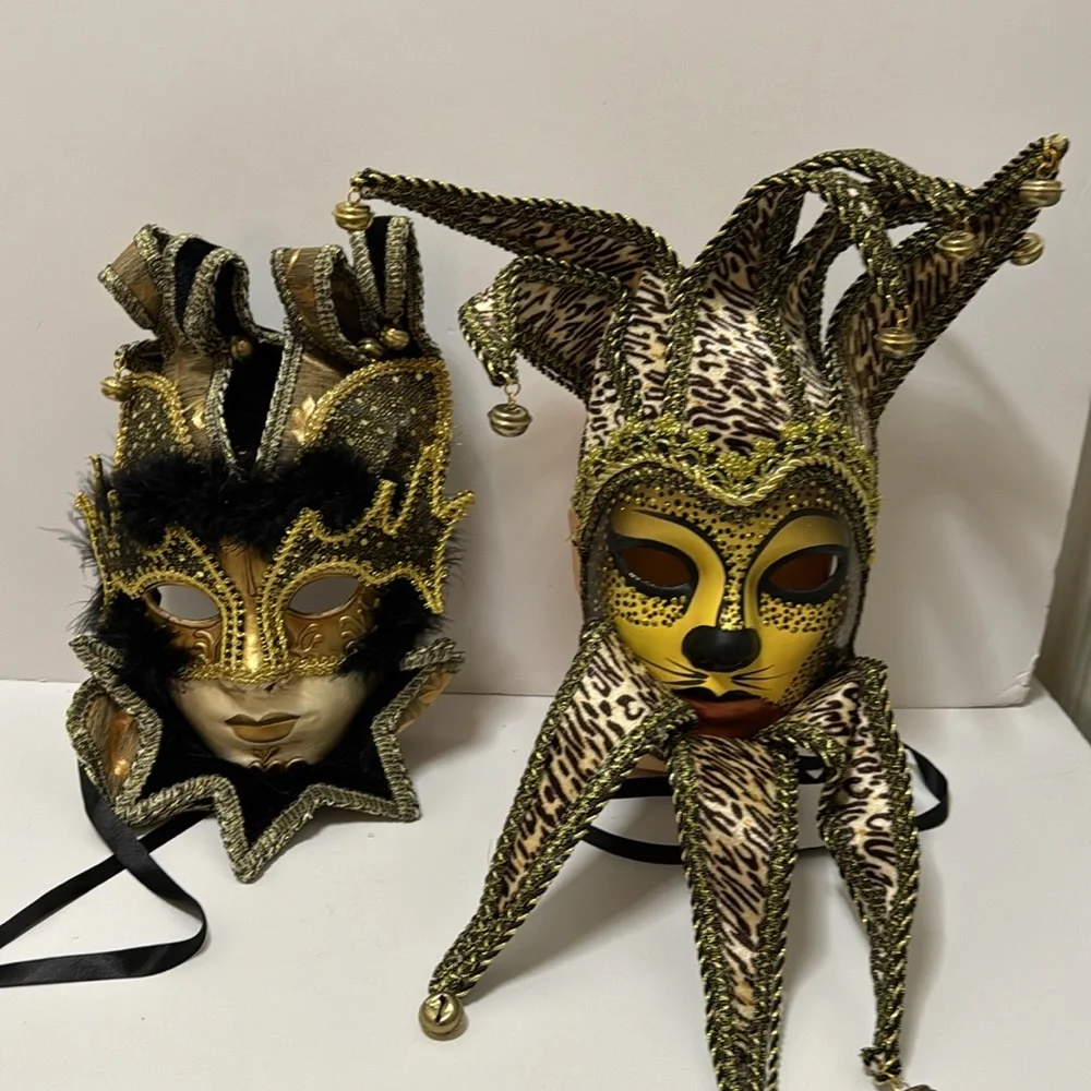 2 Vintage Elegant Venetian Masquerade Mask - Picture 1 of 15